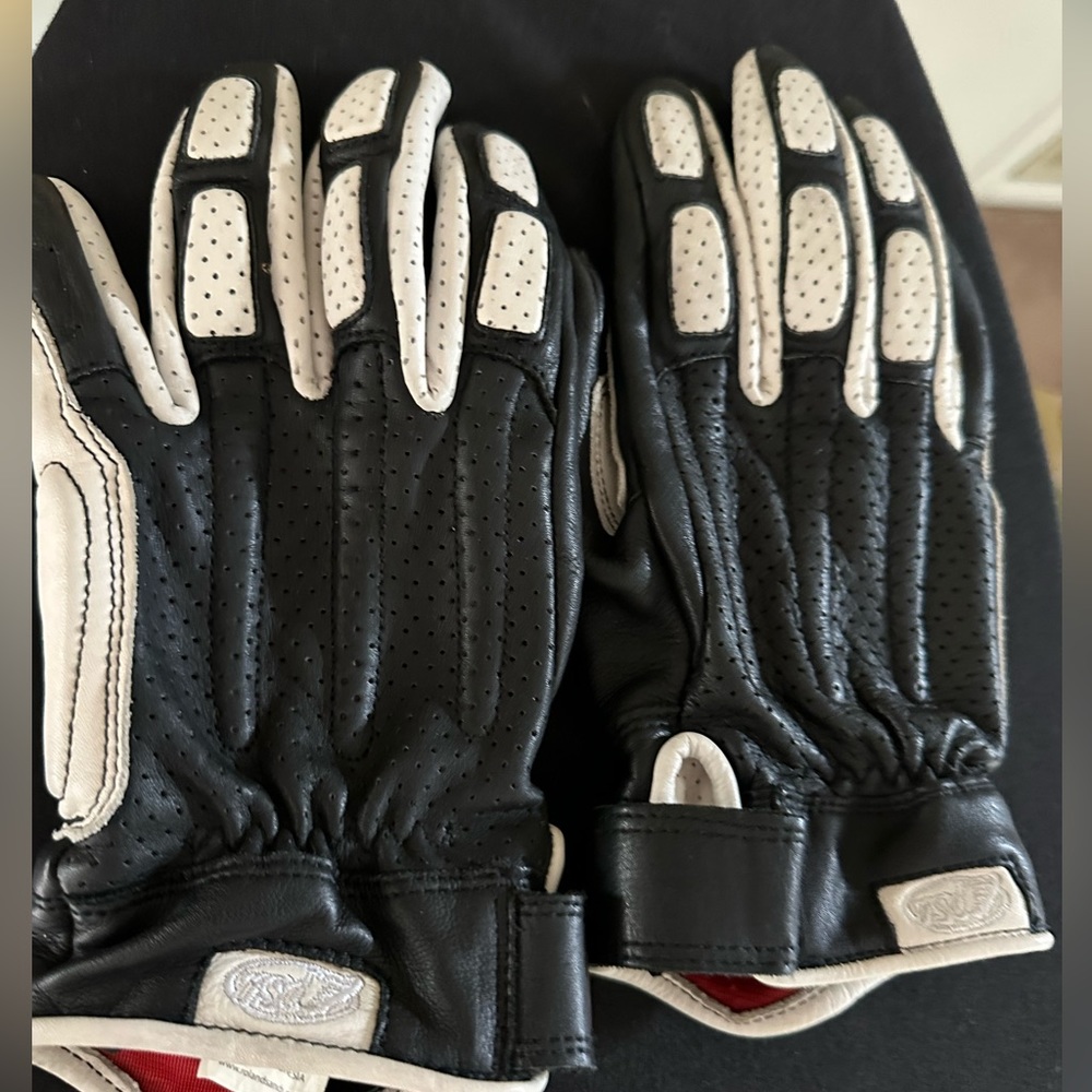 Roland Sands Rourke Motorcycle Gloves - Large - Black/white